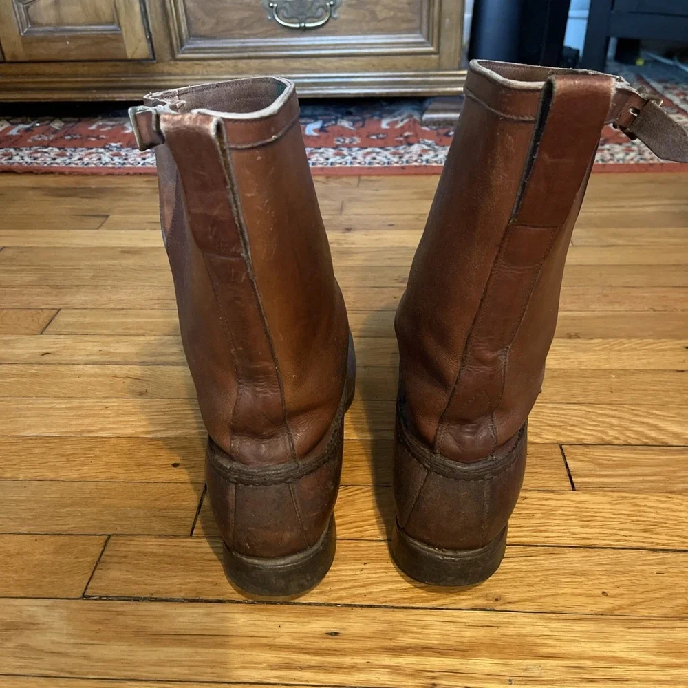 Vintage Men's Gokey Classic Bison Boot Hunting Snake Boots Brown Bison Leather
